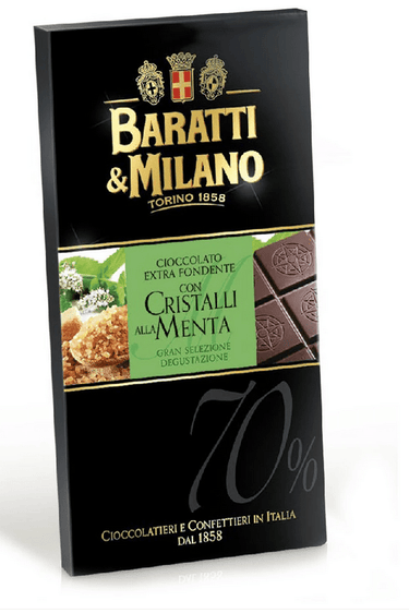 Tavoletta di cioccolato Extra fondente 70% Con cristalli alla menta - Rosato Vini